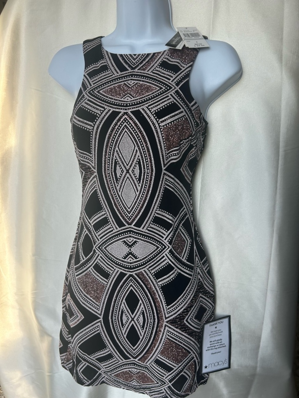 Speechless Black and Blush Geometric Mini Dress size 0 NEW WITH TAGS